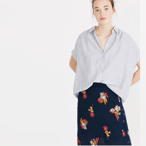 Madewell Tops - Madewell Central Shirt In Dalton Stripe Women's Button Up Size XS Boxy Oversized